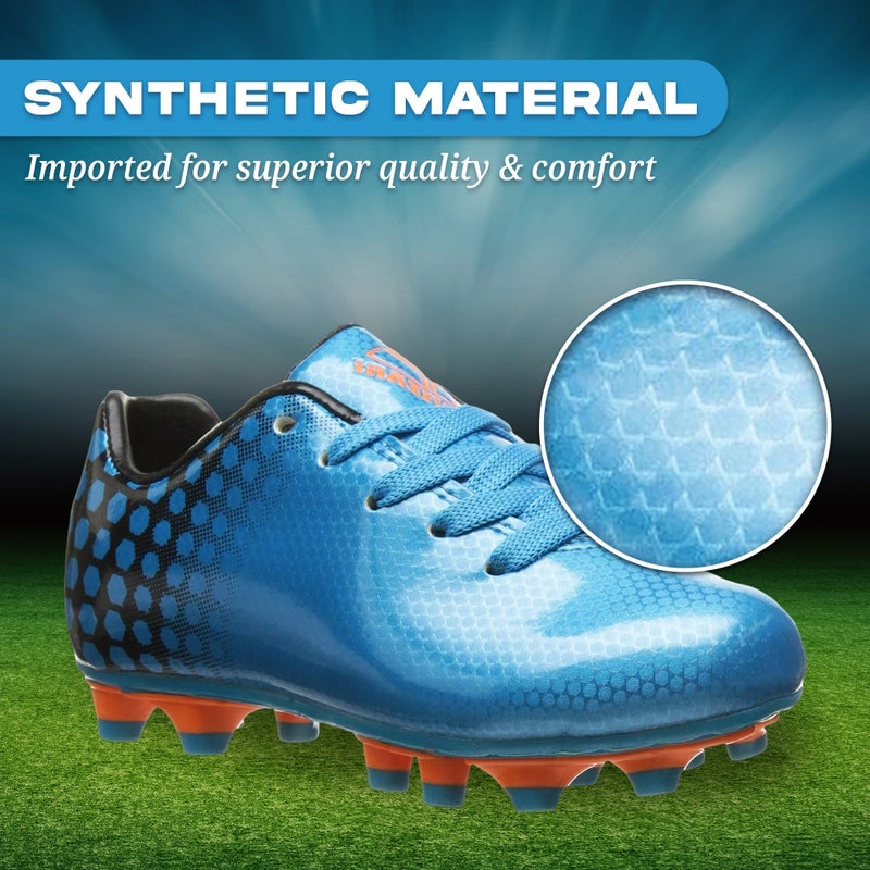 Vizari Youth Soccer Cleats for Boys Girls | Firm Ground Athletic Outdoor Football Shoes for Toddlers, Little/Big Kid - Blue/Black - Image 2